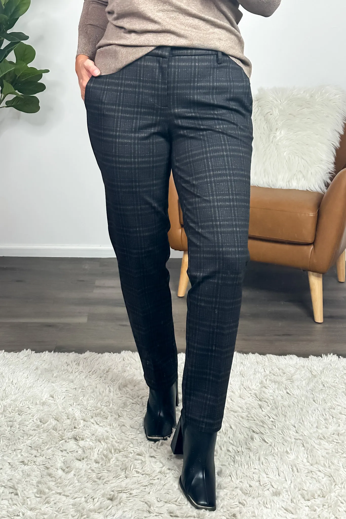 Liverpool Tartan Kelsey Trousers : Black/Mocha