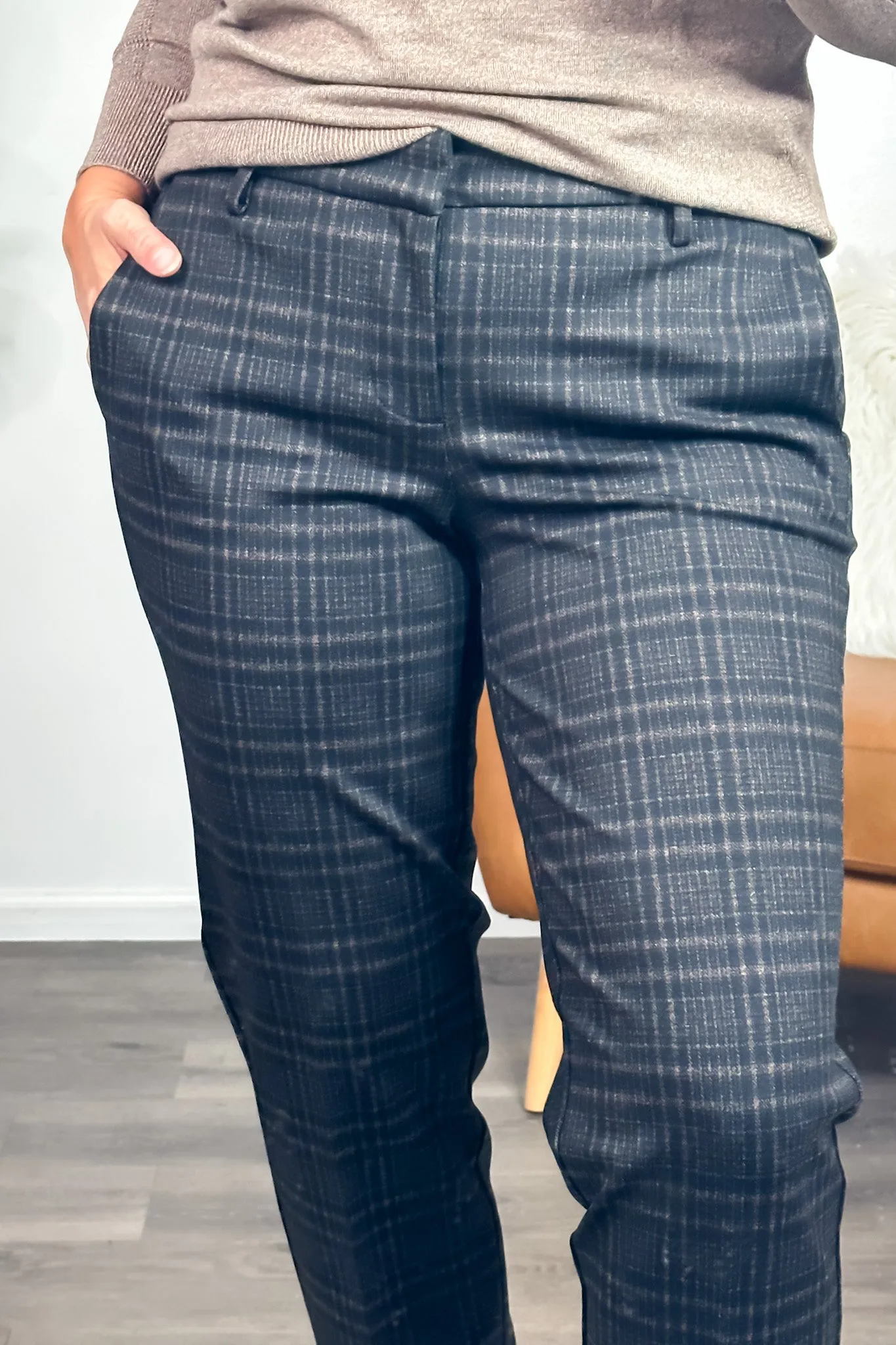 Liverpool Tartan Kelsey Trousers : Black/Mocha