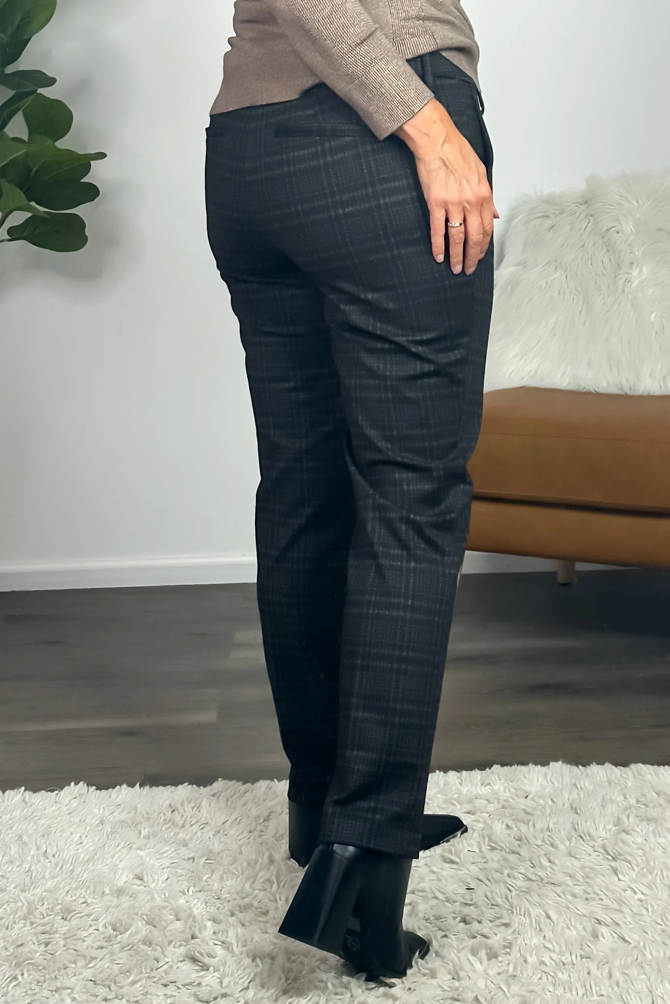 Liverpool Tartan Kelsey Trousers : Black/Mocha