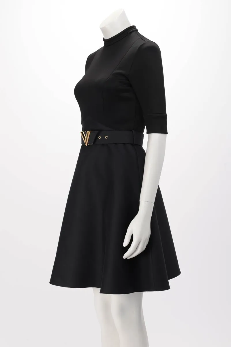 Louis Vuitton Black Short Sleeve Dress With Belt XS