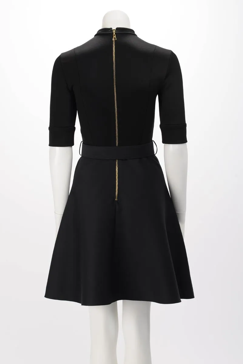 Louis Vuitton Black Short Sleeve Dress With Belt XS