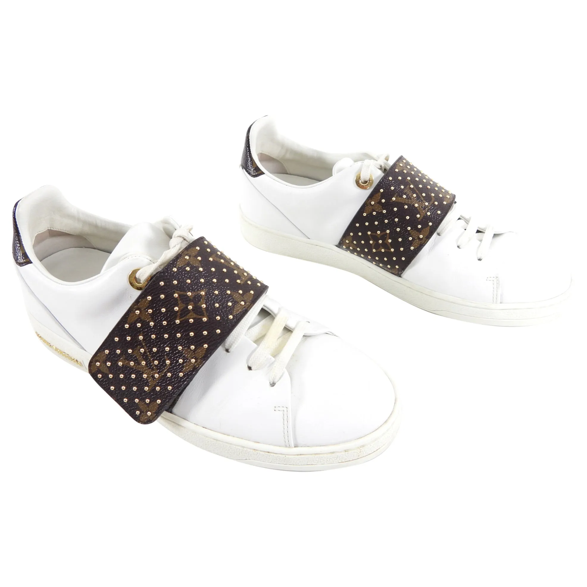 Louis vuitton White and Monogram Canvas Low Sneakers - EU38 / 7.5