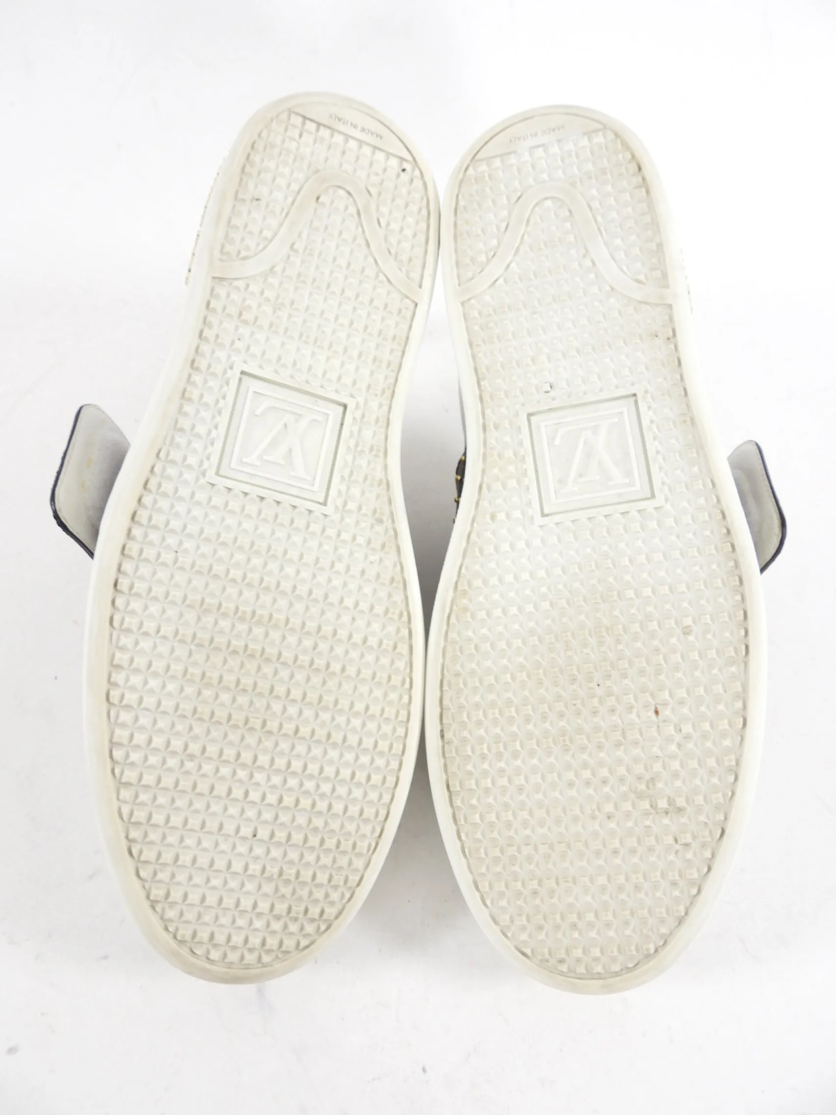 Louis vuitton White and Monogram Canvas Low Sneakers - EU38 / 7.5