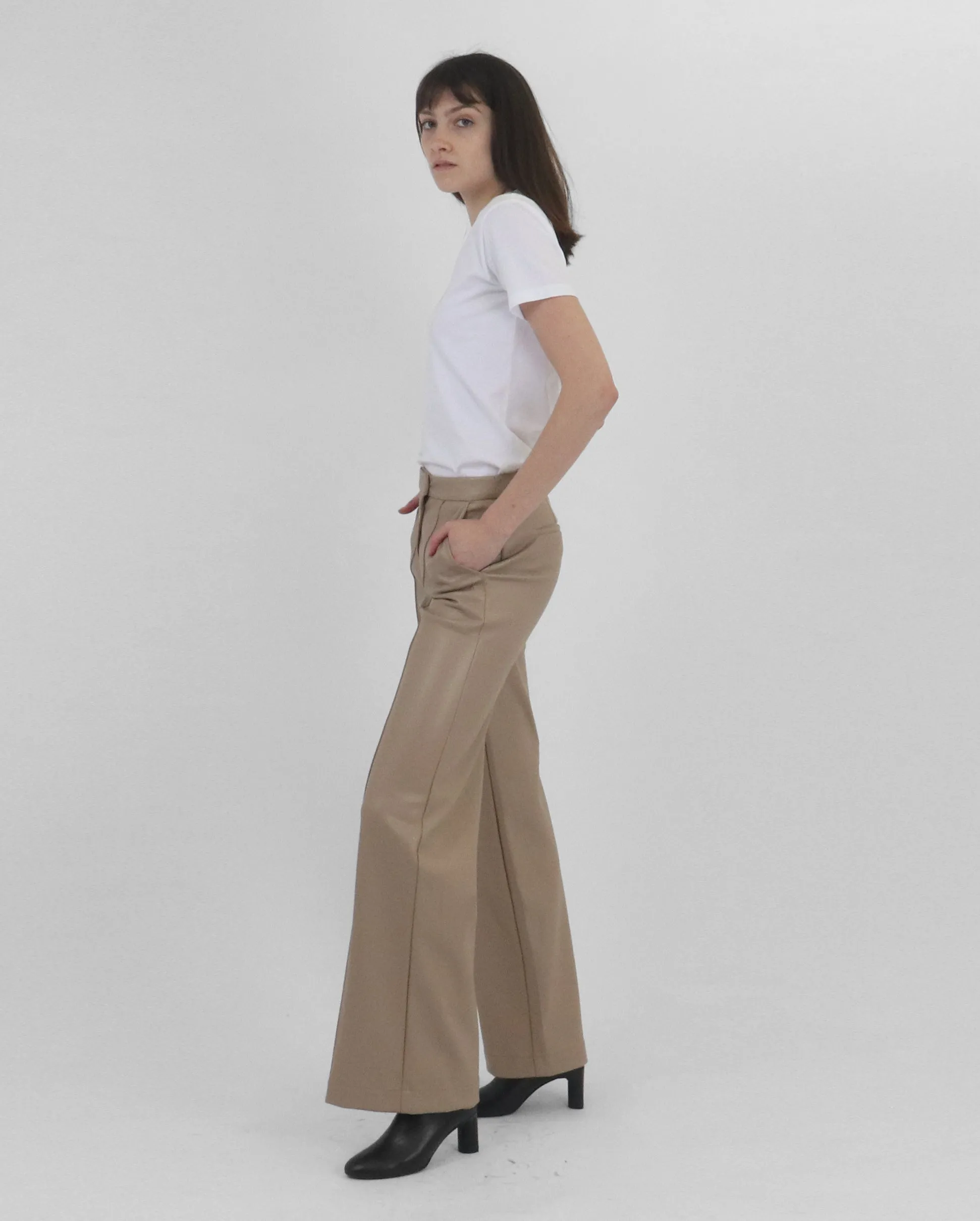 LYNDA VEGAN LEATHER PANT / NUTMEG