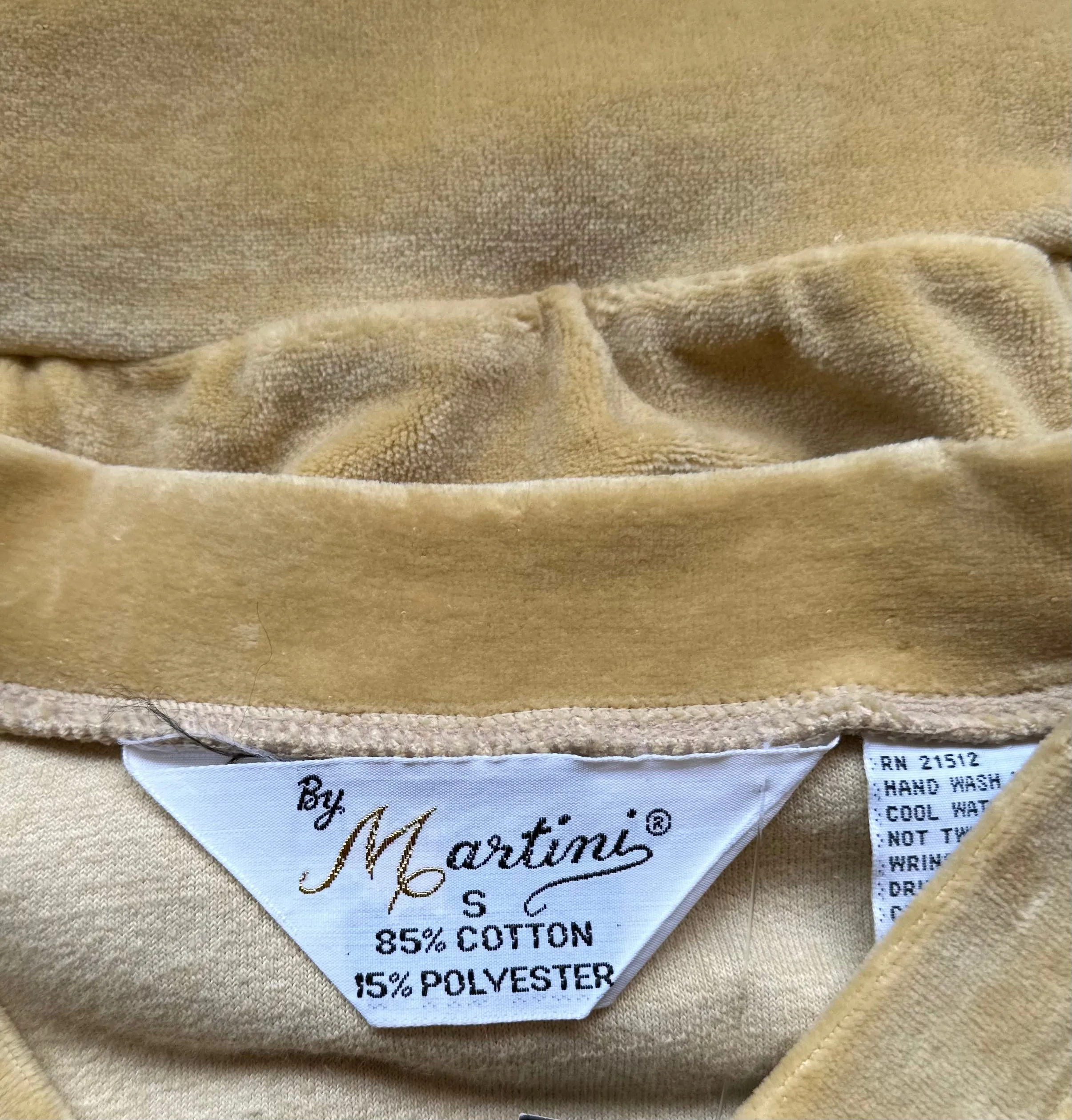 MARTINI 70s Deadstock Yellow Cotton Velour Sweater  Small