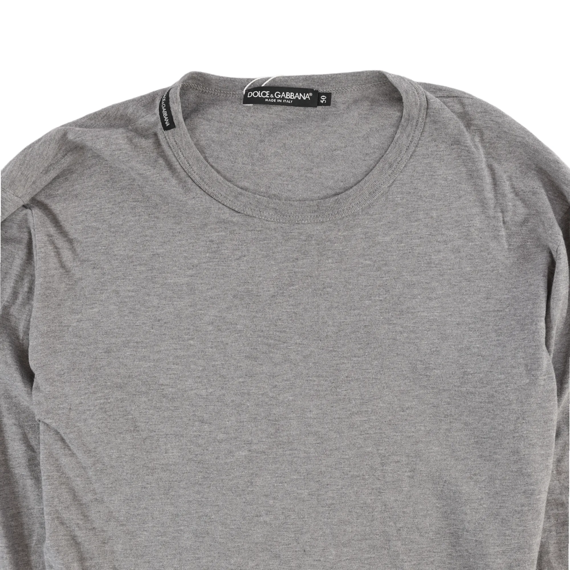 Men's Neck Logo Long Sleeve T-Shirt Grey Size IT 50 / UK L