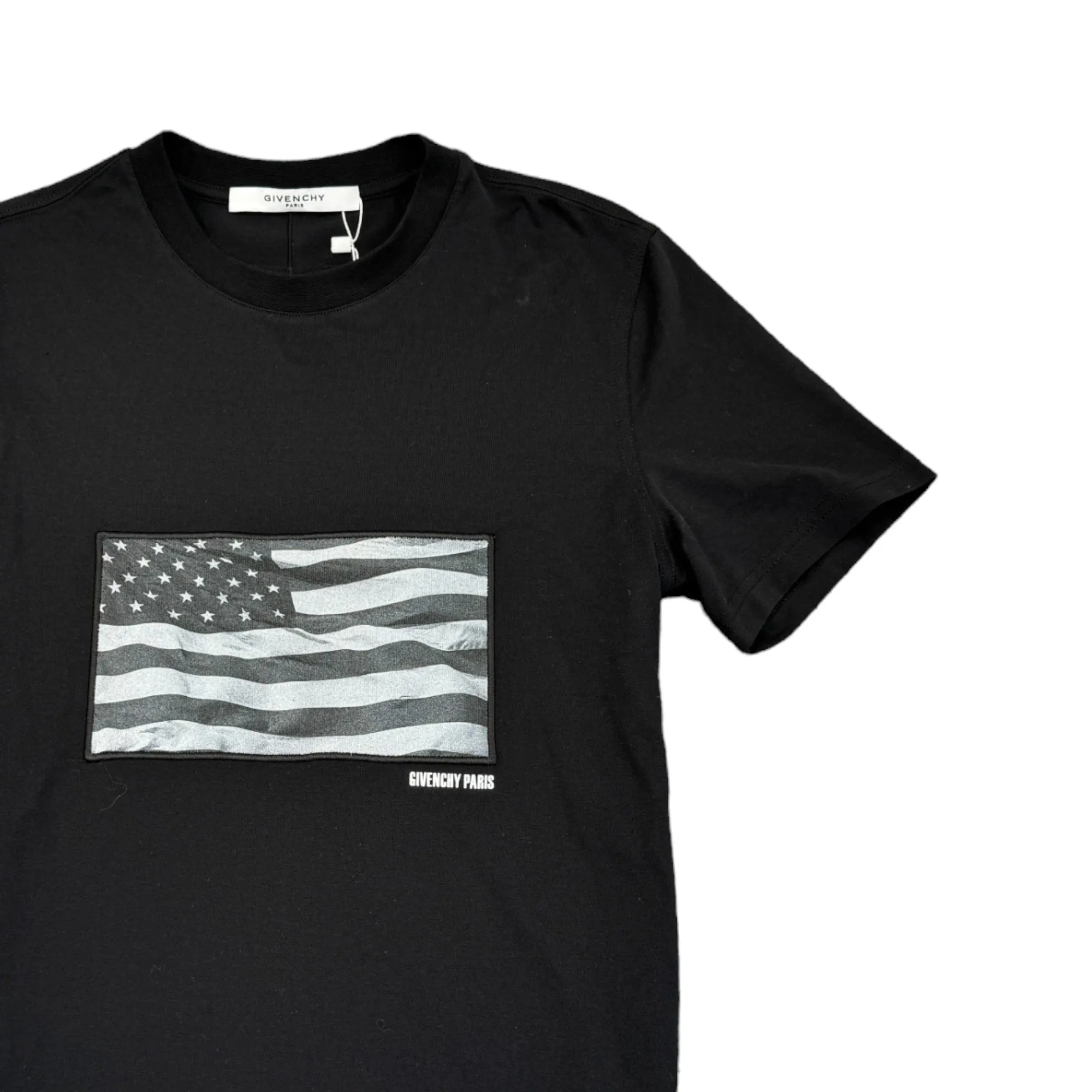 Men's Usa Flag T-Shirt Black Size XS