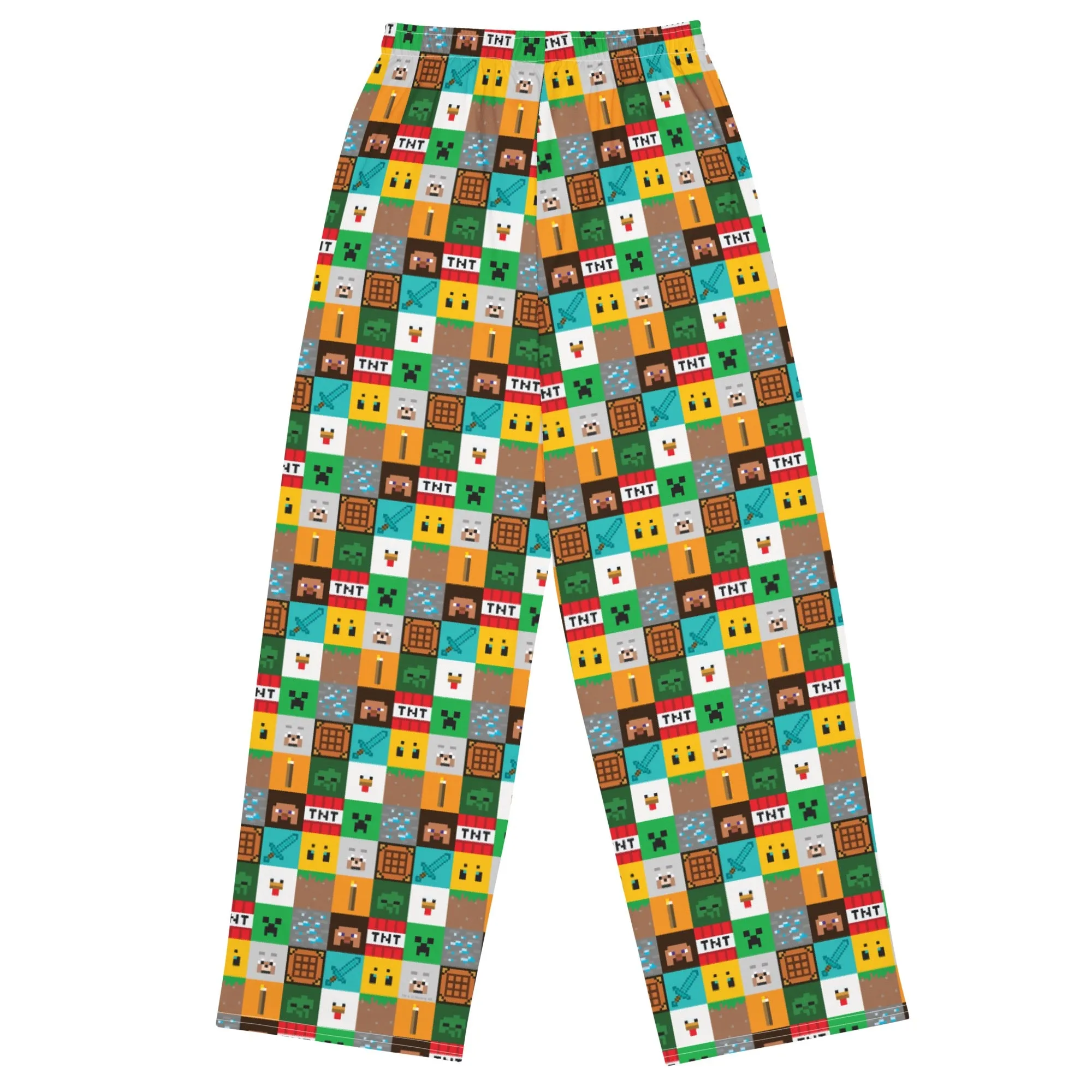 Checkered Minecraft Character Themed Pants for Gaming Enthusiasts