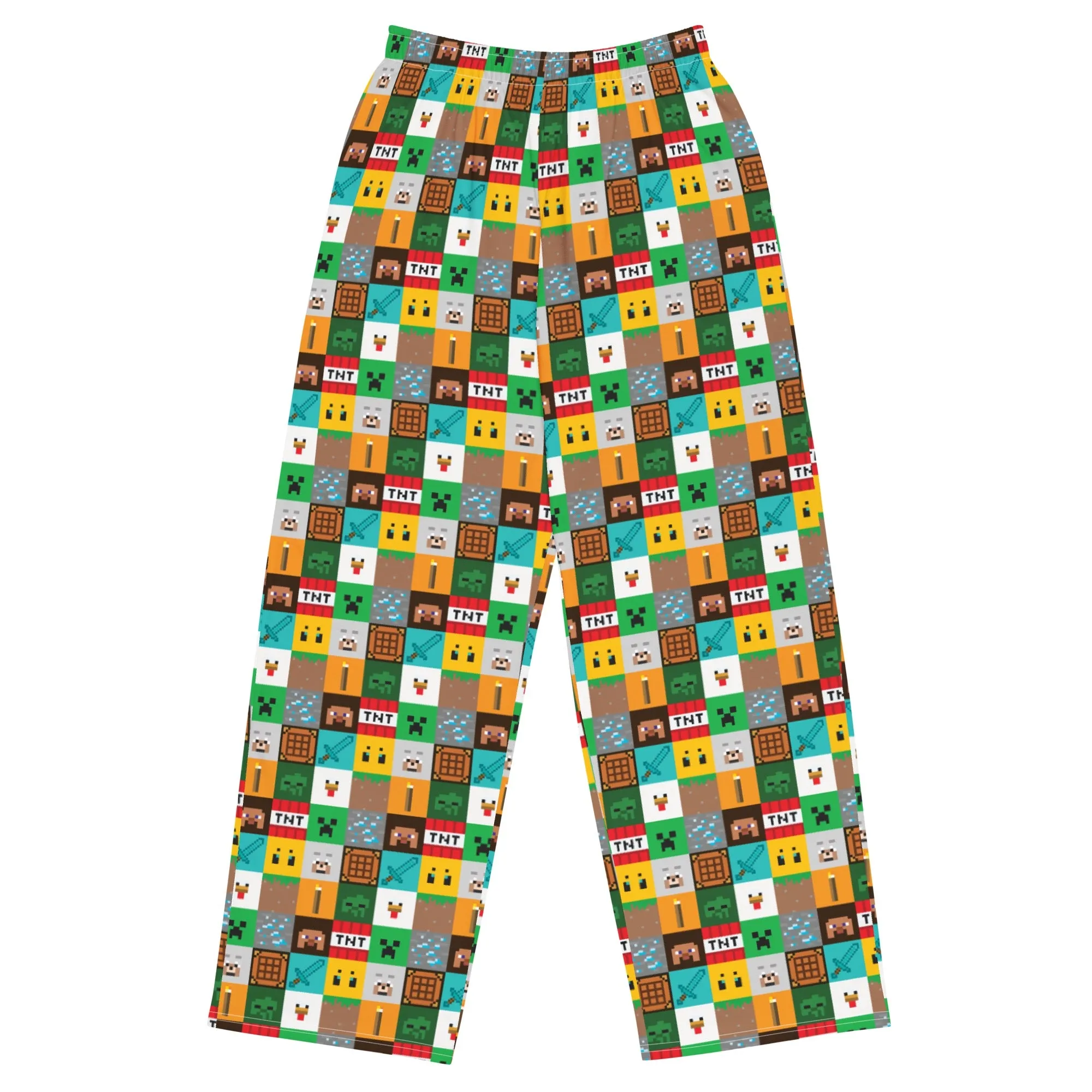 Checkered Minecraft Character Themed Pants for Gaming Enthusiasts