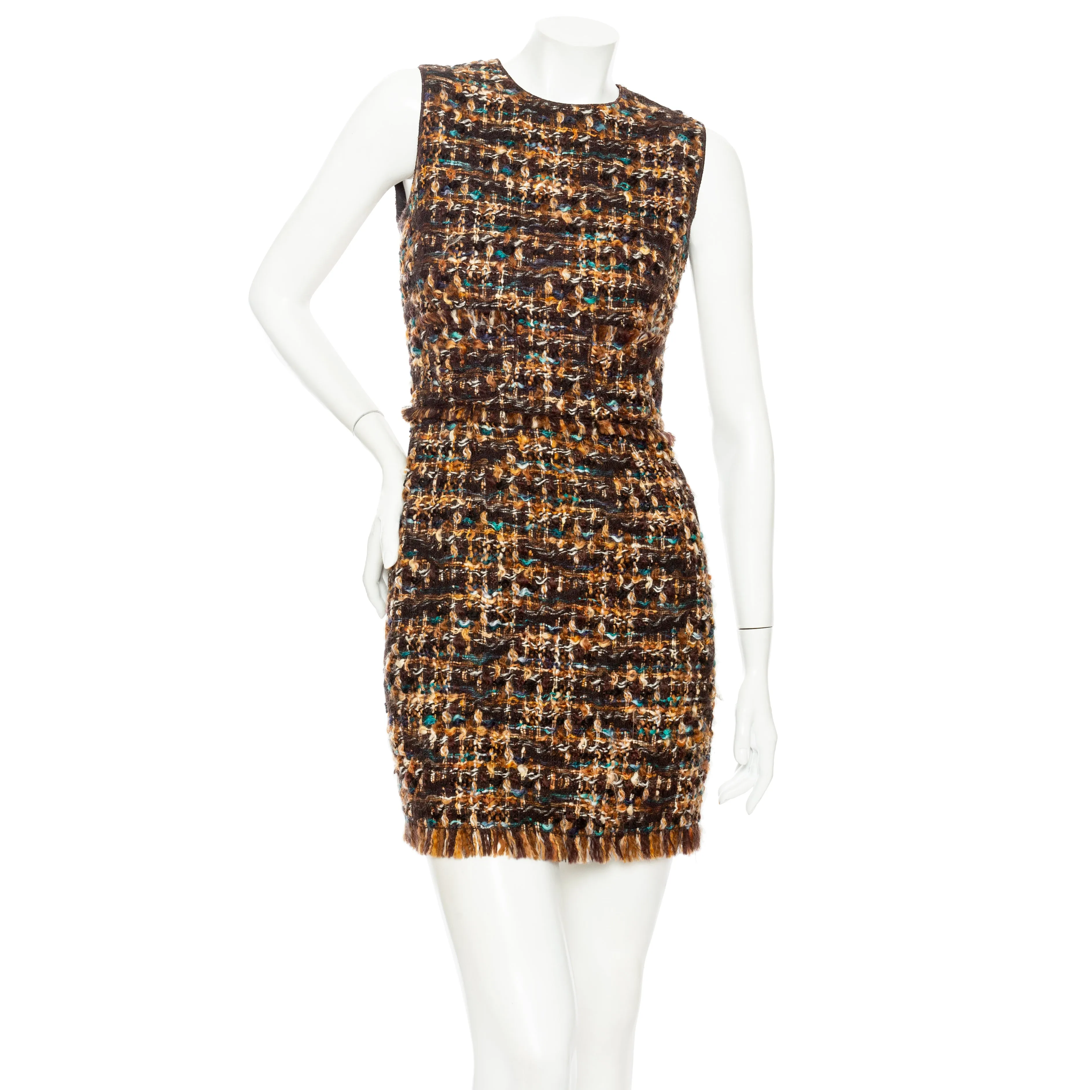 Multicolored Wool Tweed Mini Sheath Dress