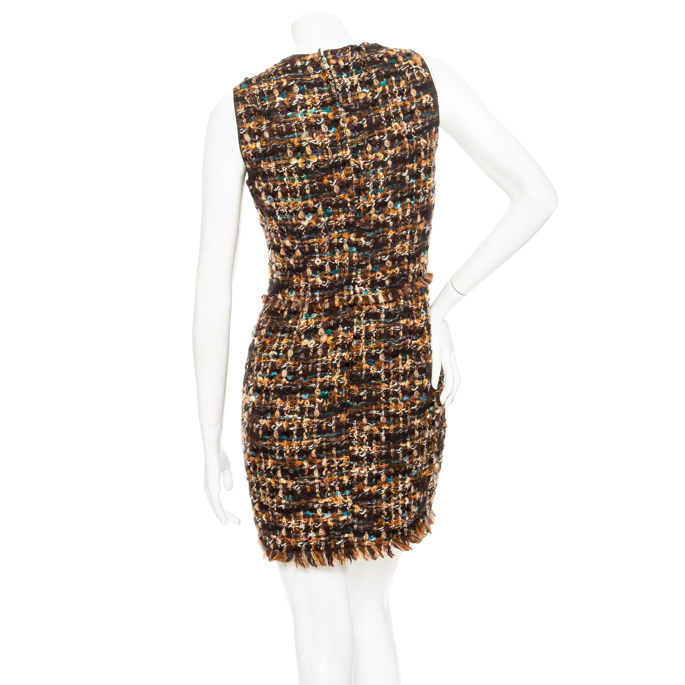 Multicolored Wool Tweed Mini Sheath Dress