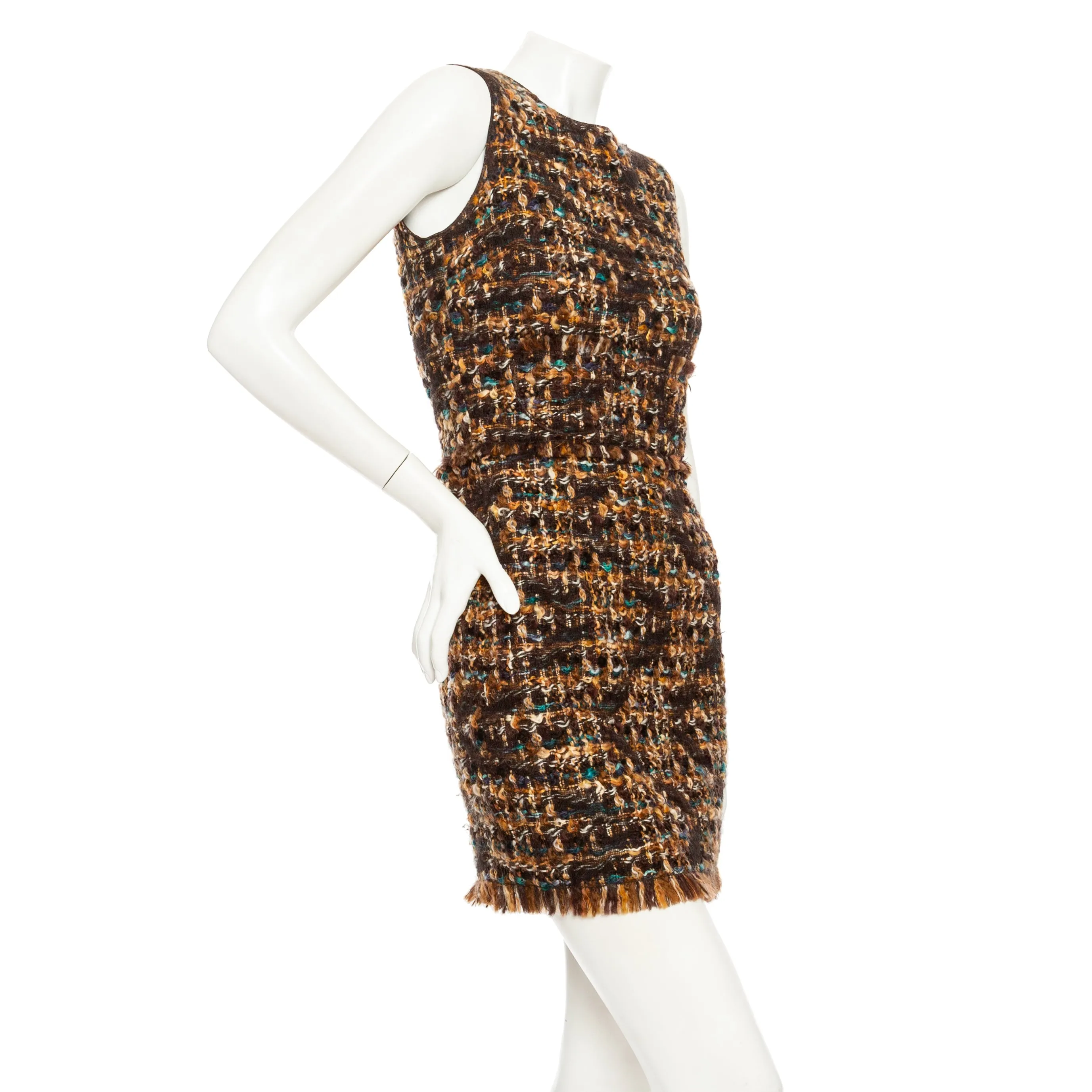 Multicolored Wool Tweed Mini Sheath Dress