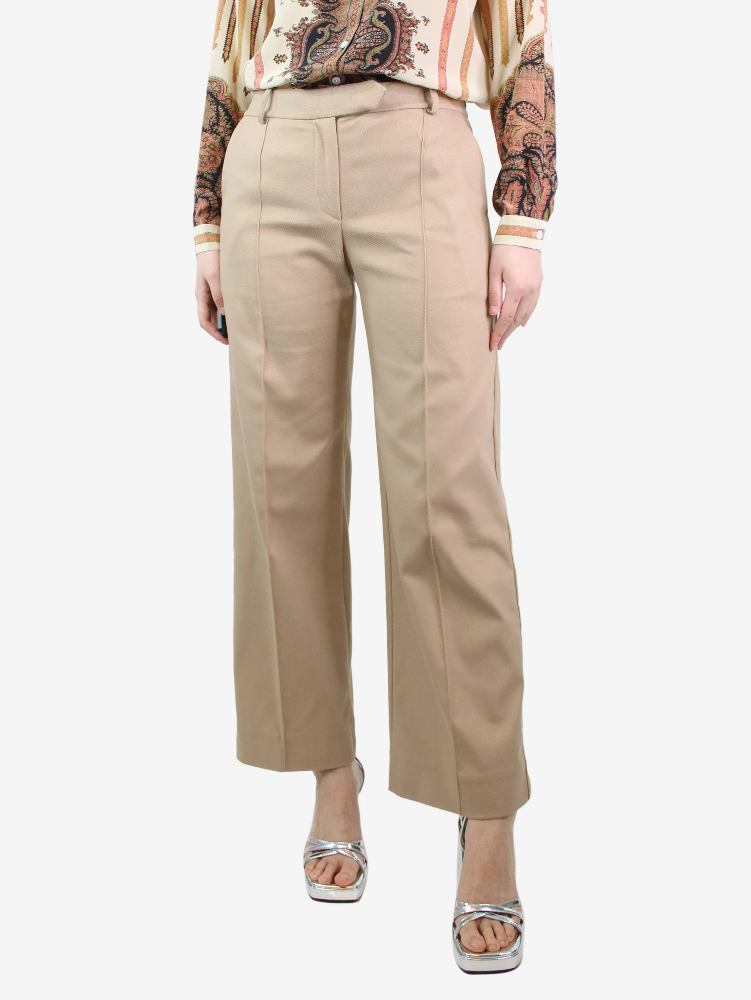 Neutral straight-leg low-waist trousers - size S