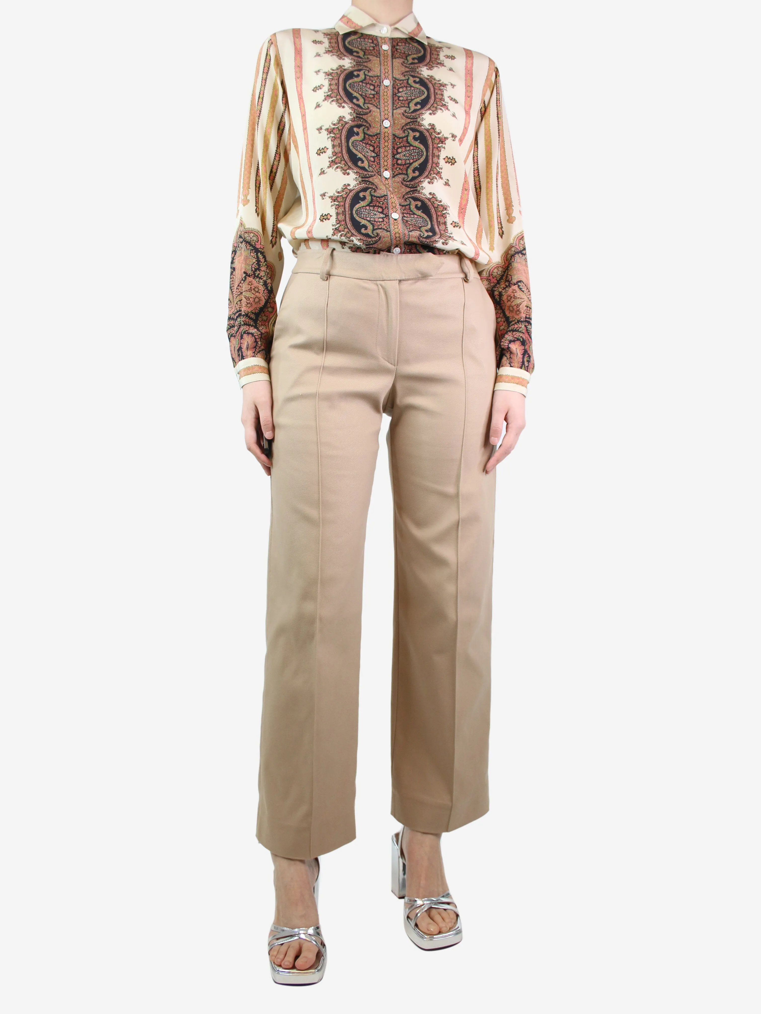 Neutral straight-leg low-waist trousers - size S