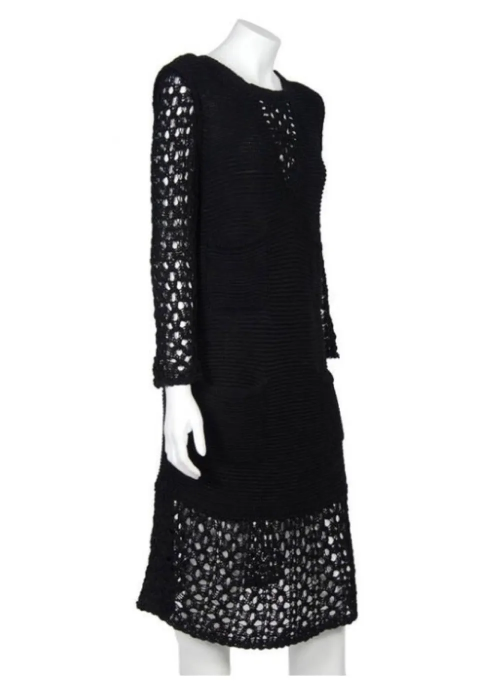 NWT Chanel 14P 2014 Spring Black Maxi Crochet Dress FR 38