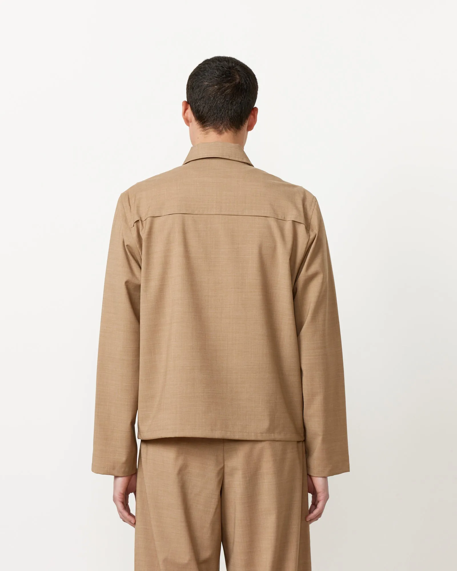 Nylon Wool Overshirt in Camel