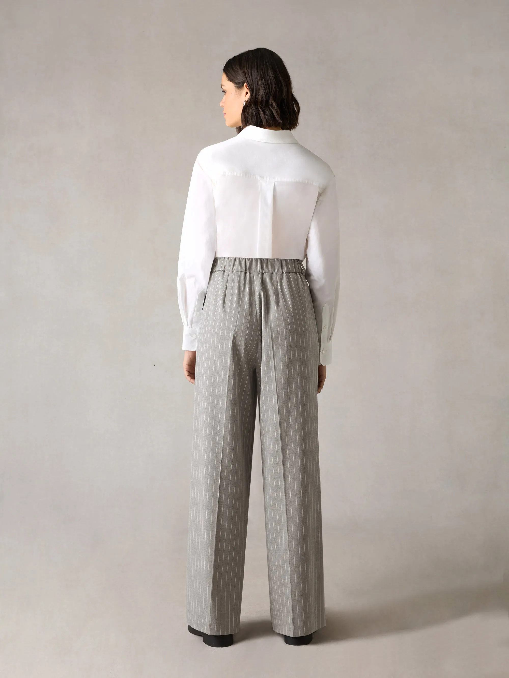 Petite Grey Pinstripe Trousers