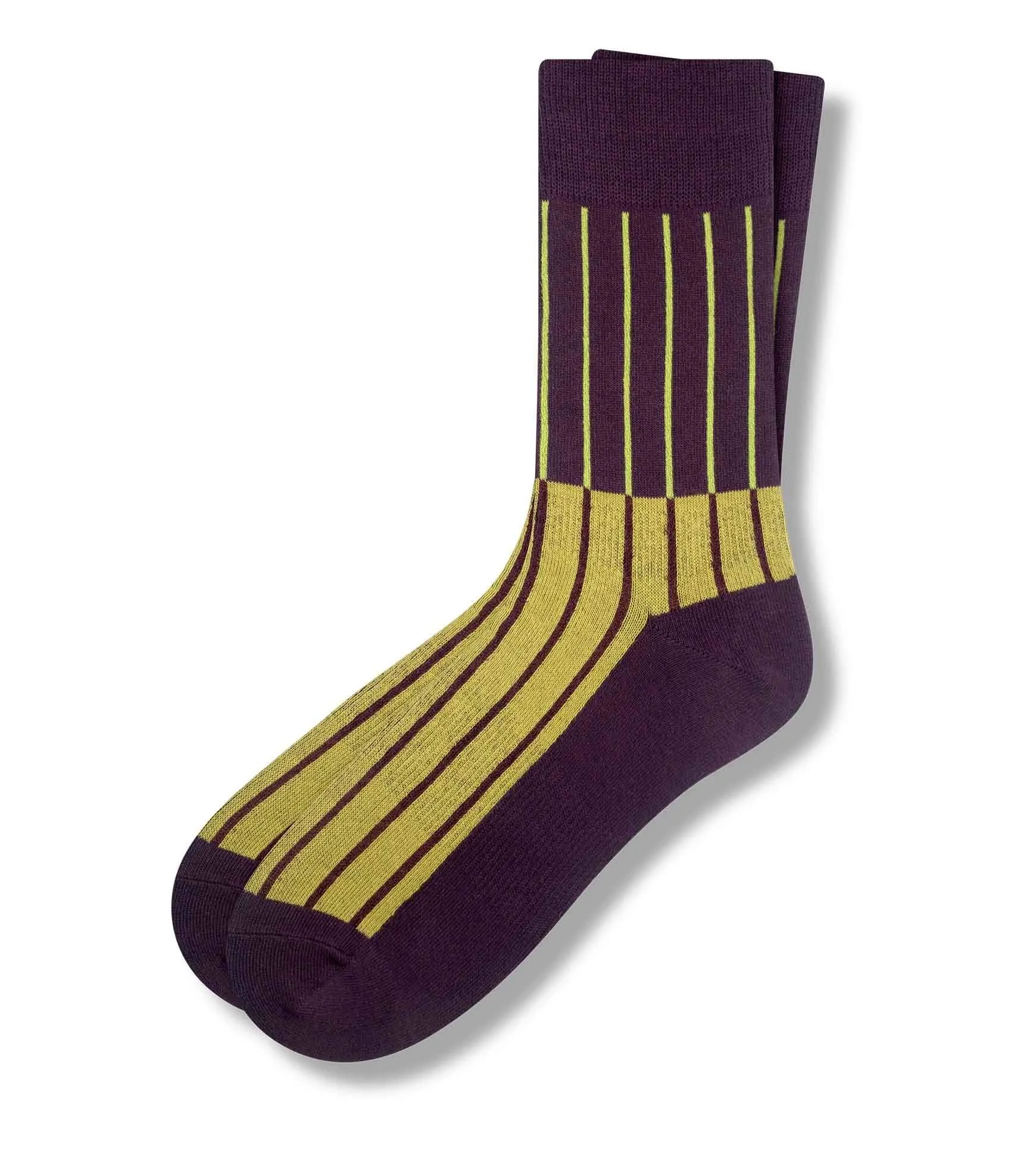 Plum Les Lignes D'Or Men's Crew Sock