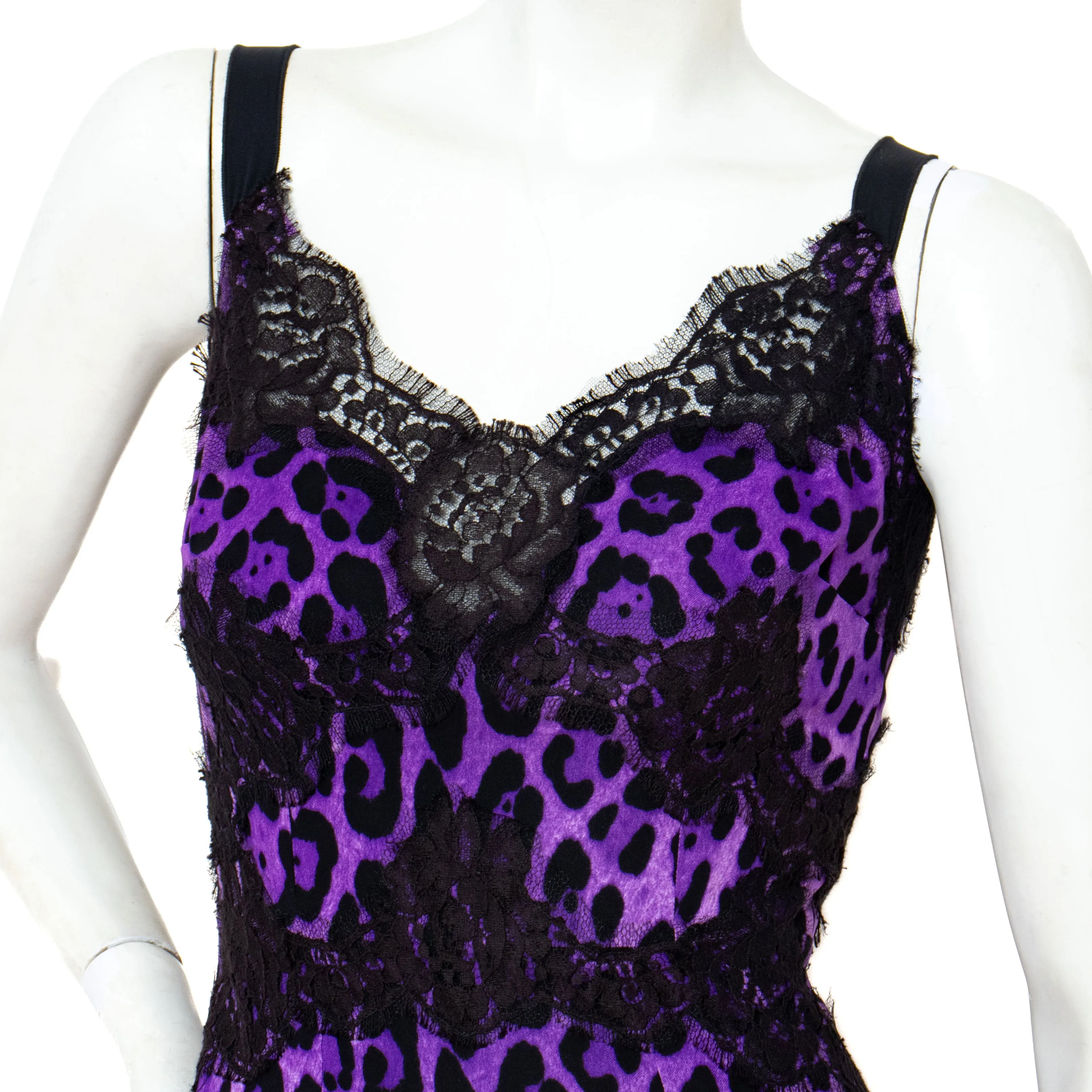 Purple Silk Leopard Print Dress