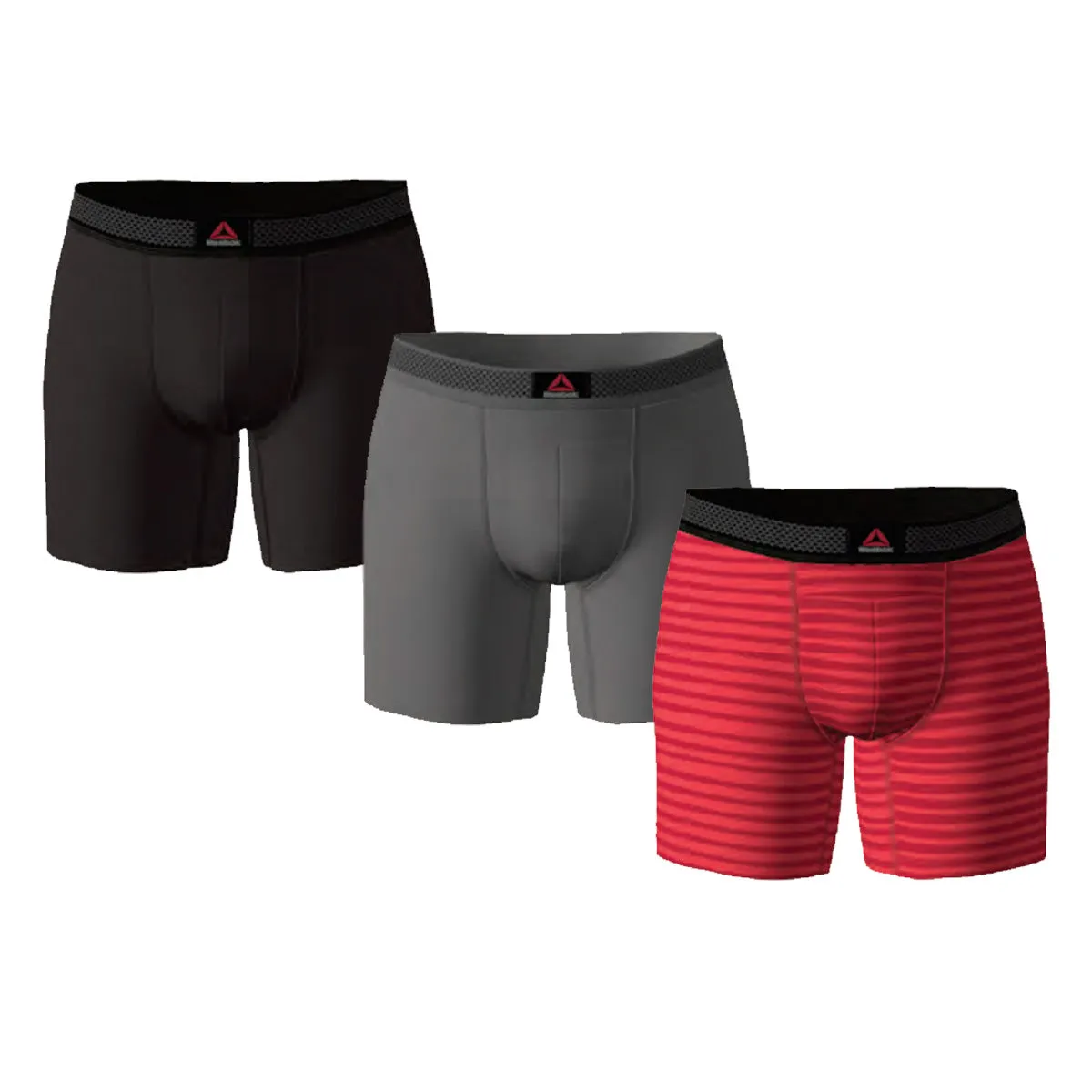 Reebok Men's 3 Pack Tech Comfort Long Leg Boxer Briefs