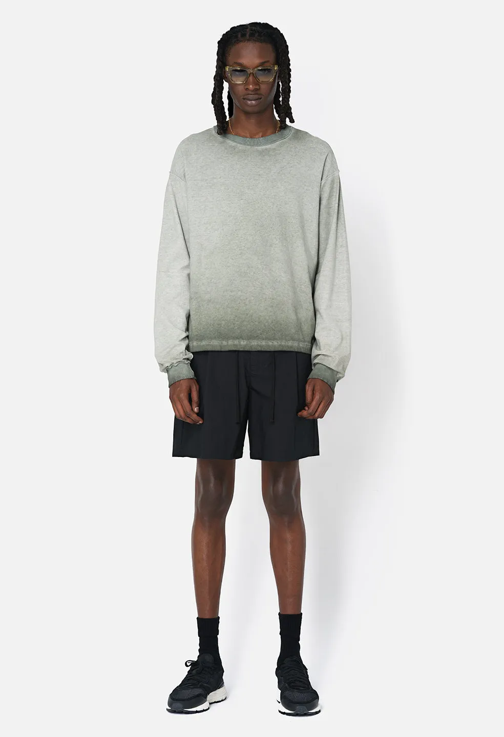 Reversed Cropped LS Tee / Oil Wash Olive