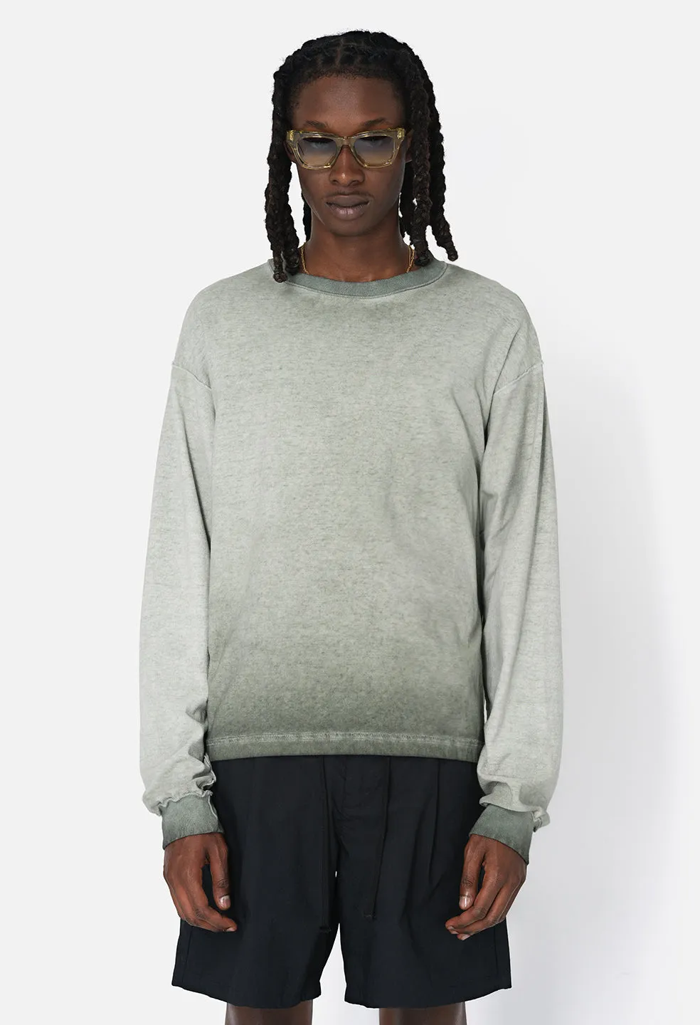 Reversed Cropped LS Tee / Oil Wash Olive