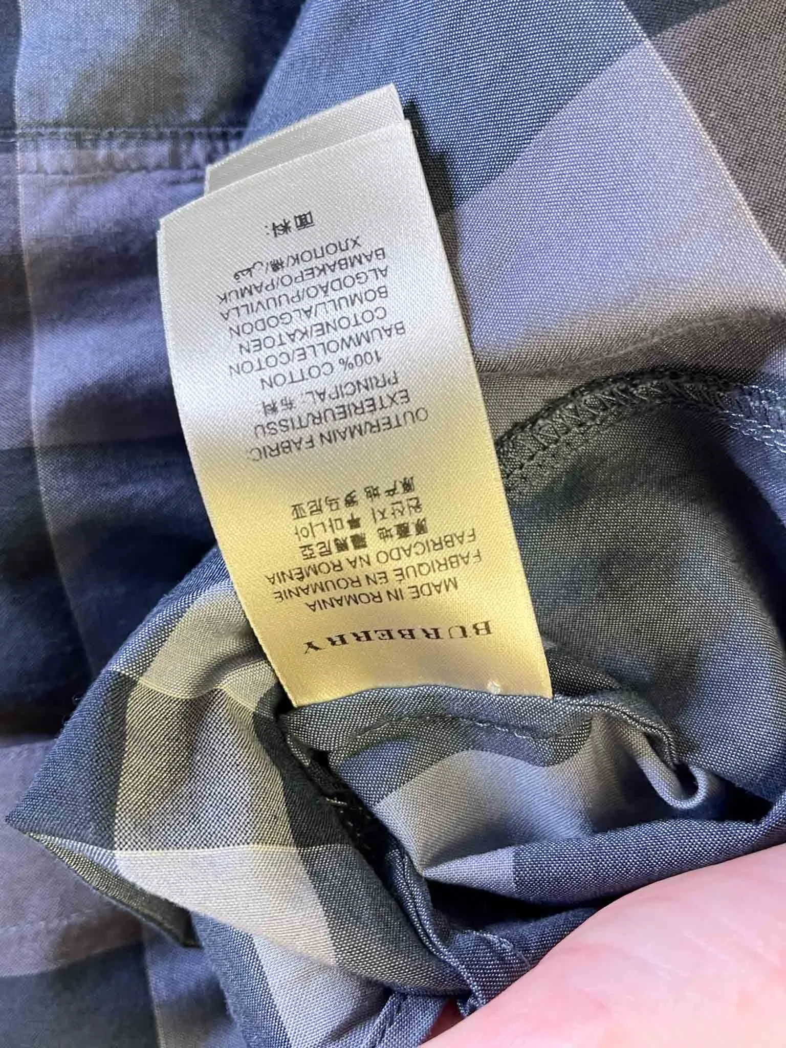 Size 10 - Burberry Grey Plaid Shirt