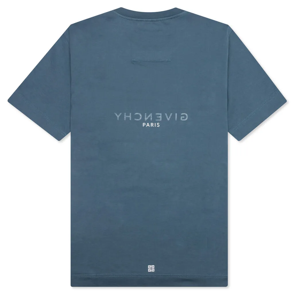 Slim Fit Reverse Print T-Shirt - Military Blue