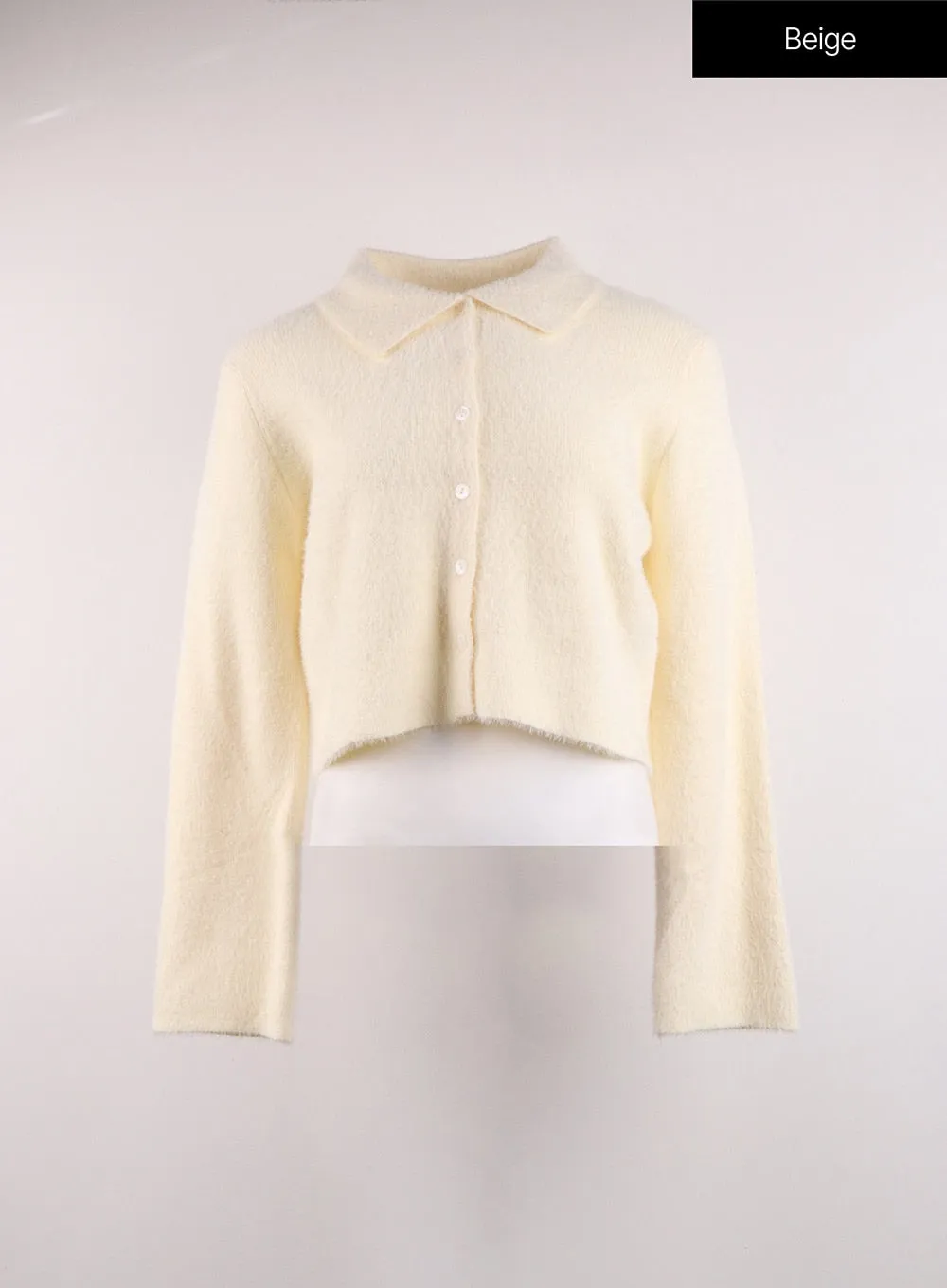 Solid Button Cardigan with Collar OJ417