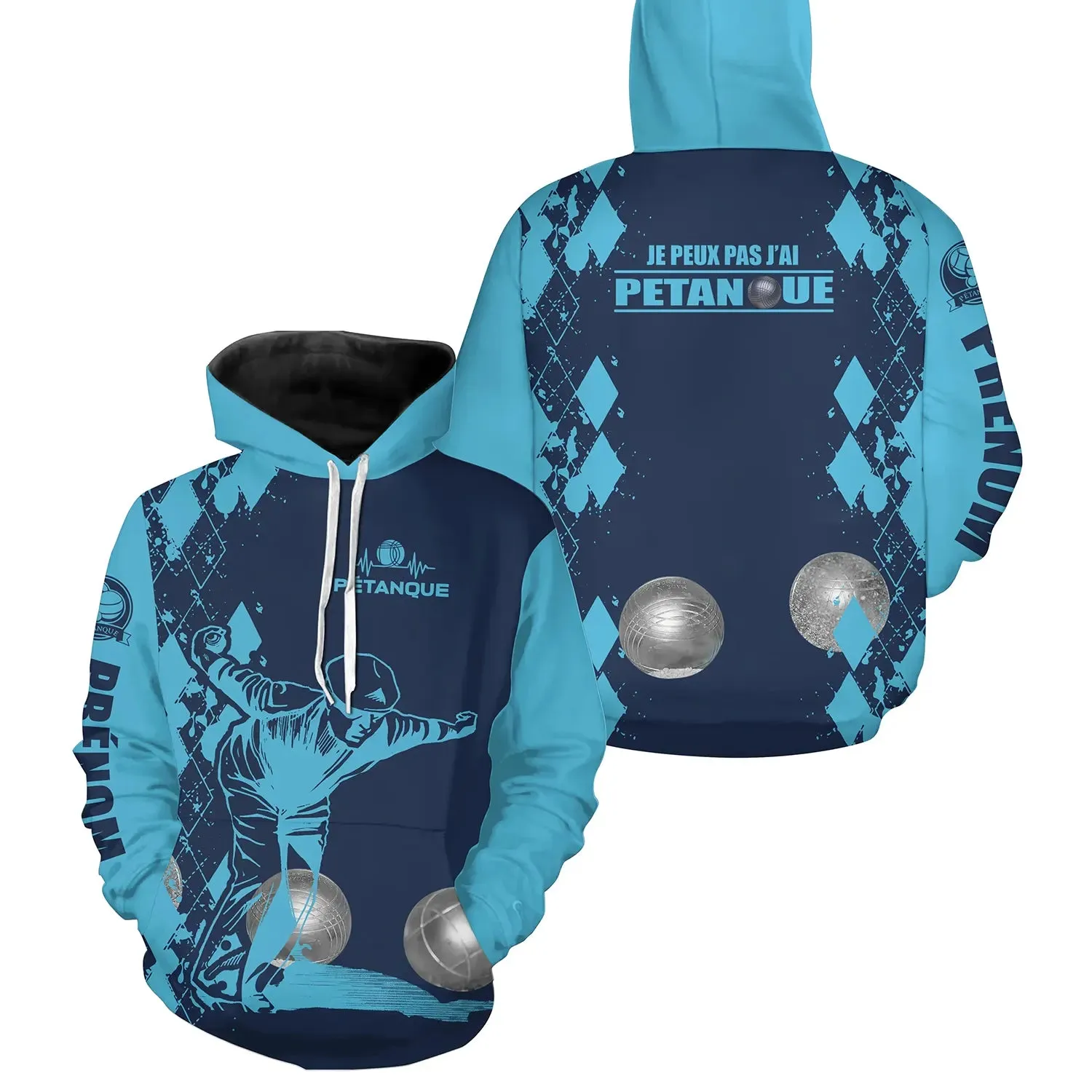 Sweat  Capuche Pétanque, Cadeau Personnalisé Bouliste, Je Peux Pas J'ai Pétanque - CT28122344