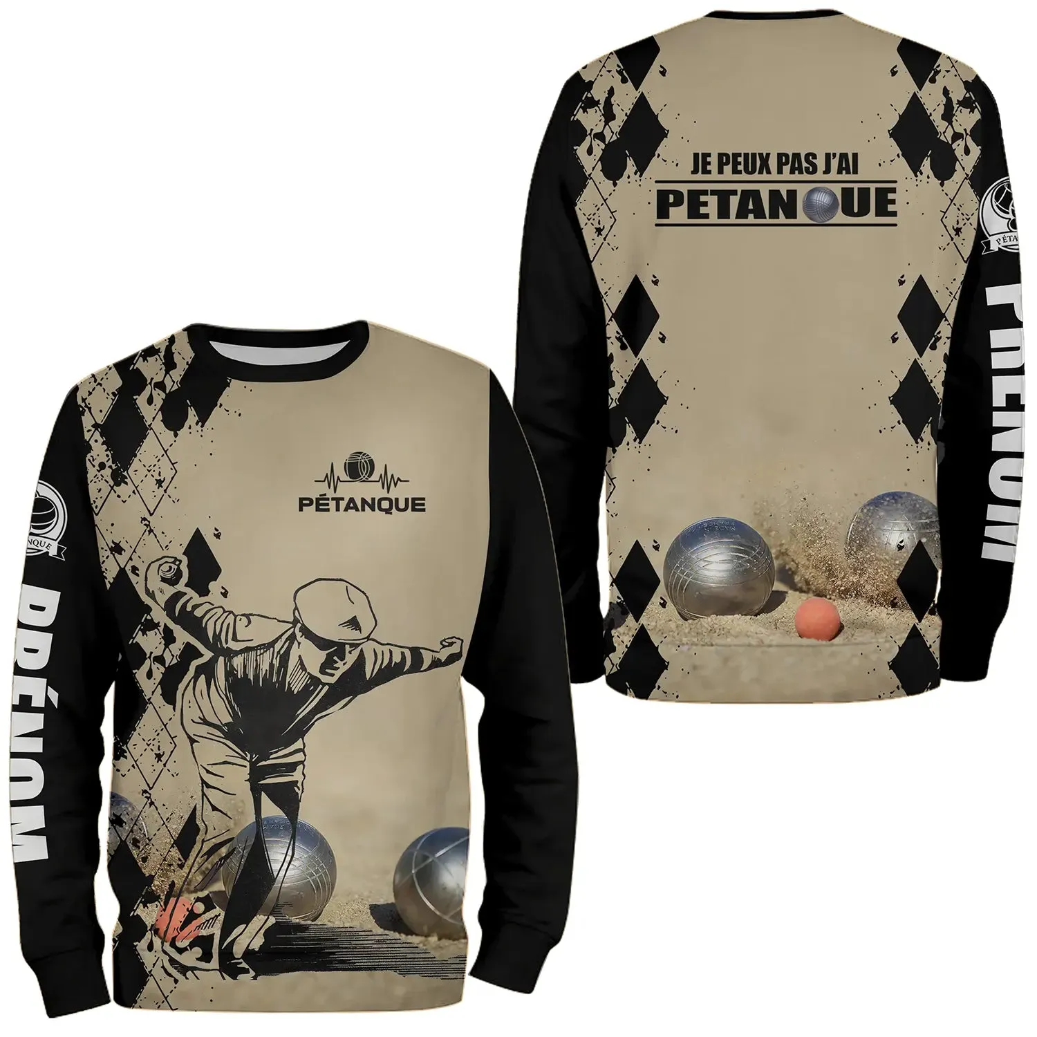 Sweat  Capuche Pétanque, Cadeau Personnalisé Bouliste, Je Peux Pas J'ai Pétanque - CT28122344