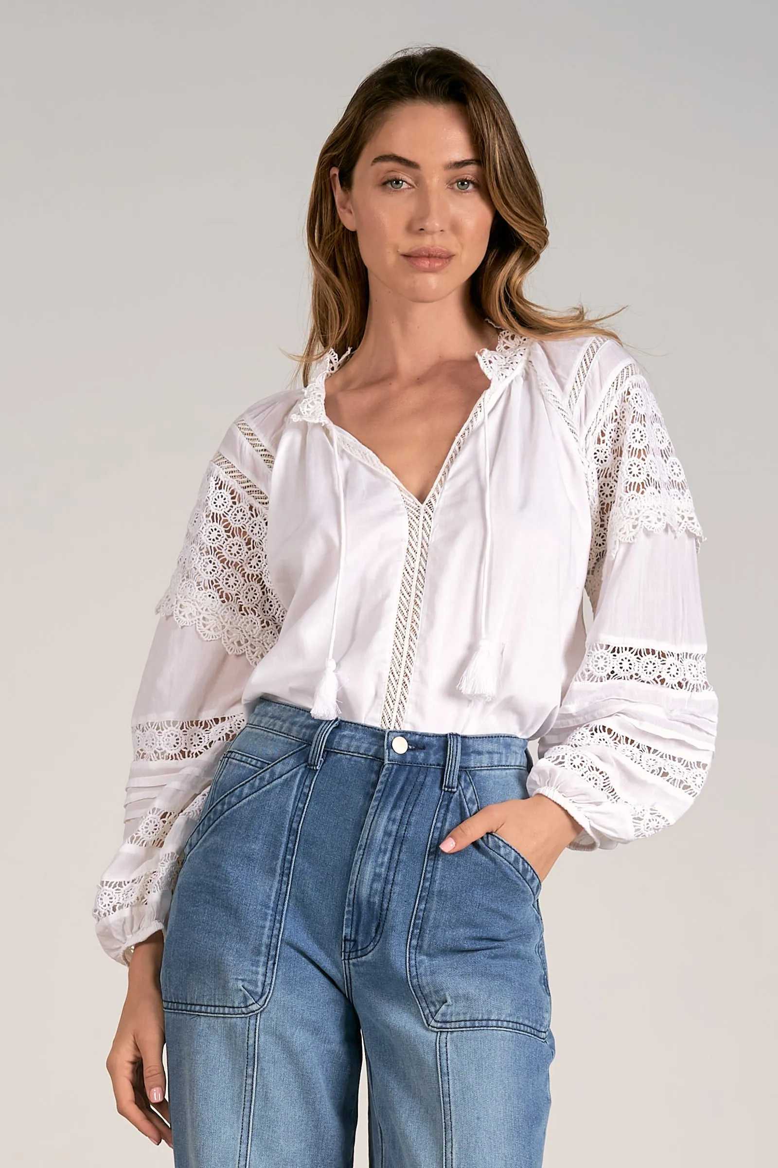 The Adeline Crochet Detail Blouse