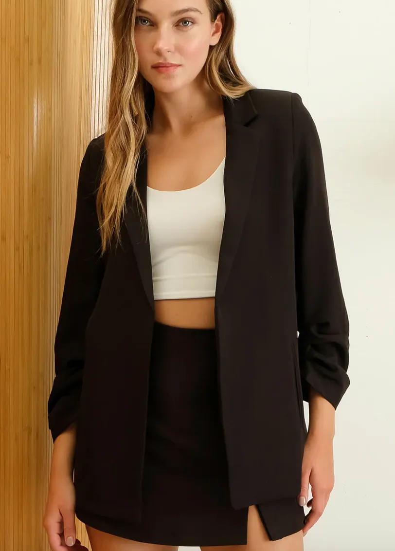 The Chanel 3/4 Ruched Sleeve Blazer