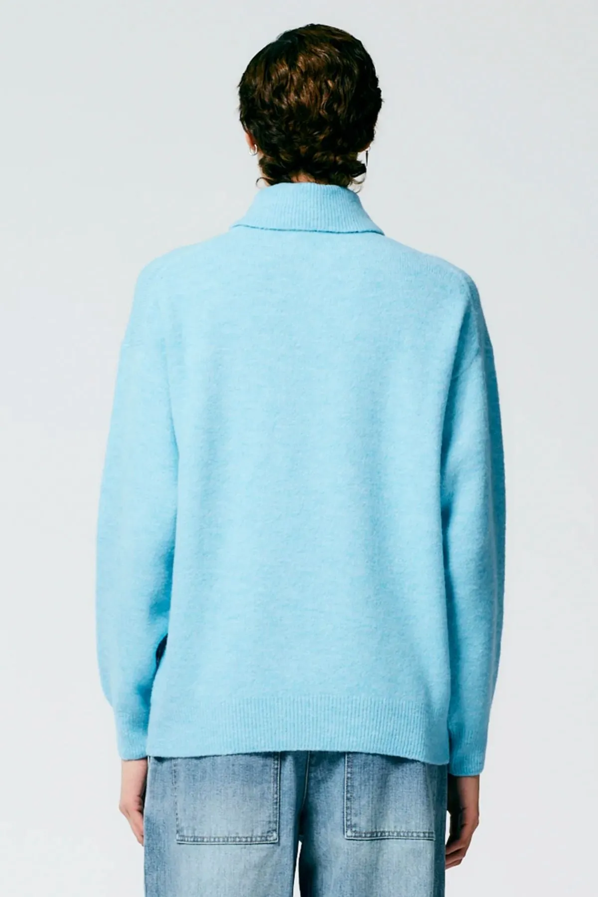 Tibi Douillet Crewneck Easy Pullover Knit - Maldives Blue