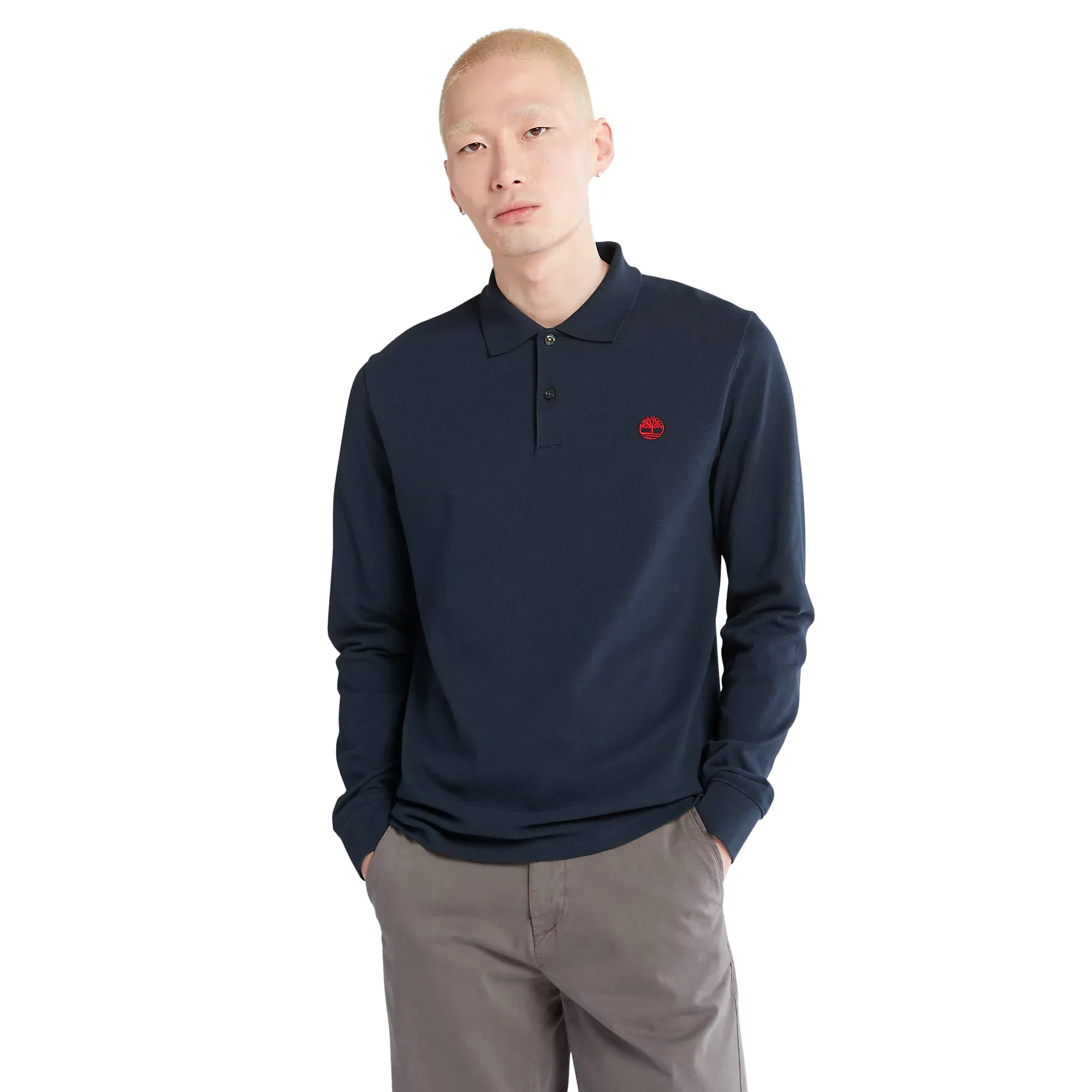 Timberland Mens Millers River Pique Polo T-Shirt - Long Sleeved