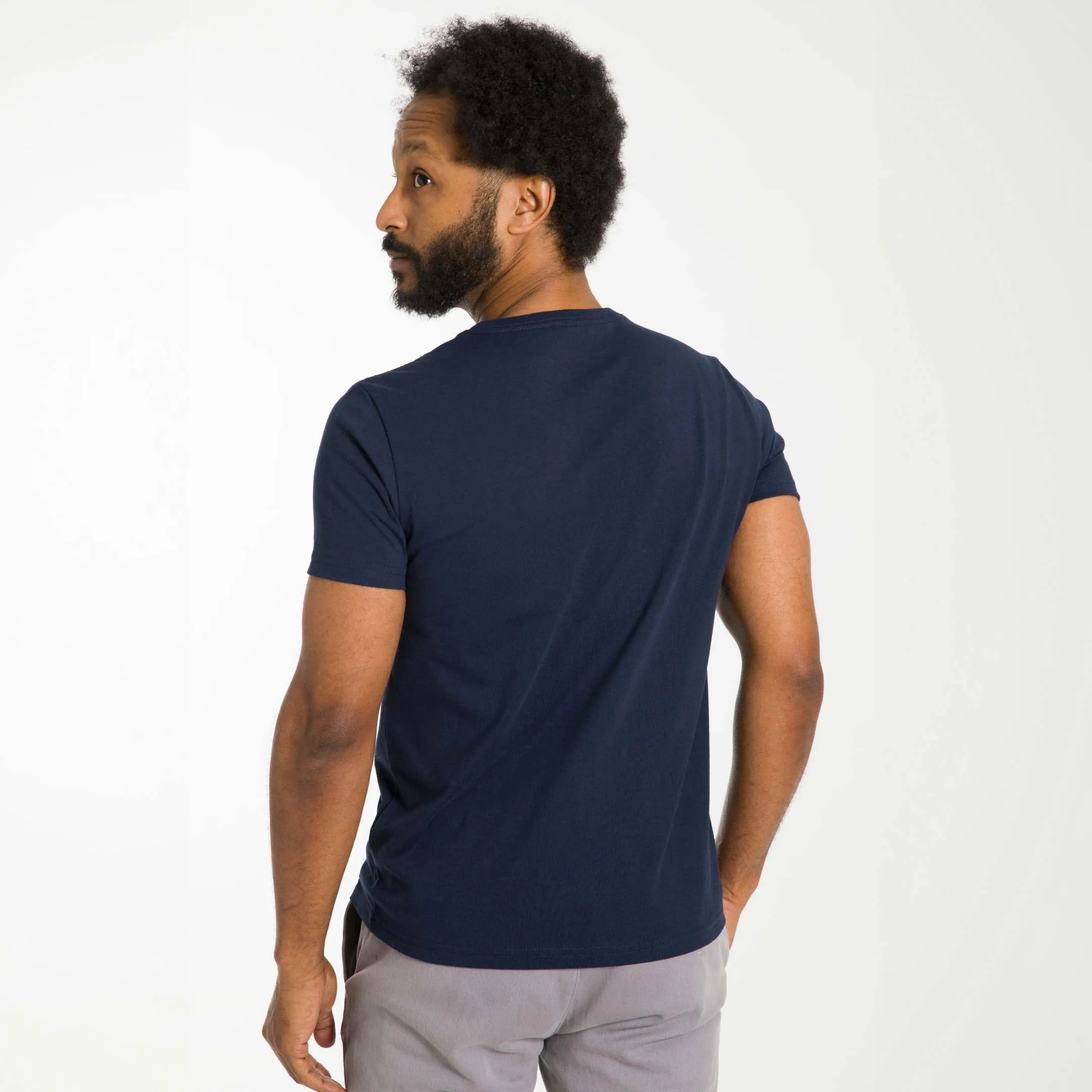 True Navy Pima Cotton V Neck Tee