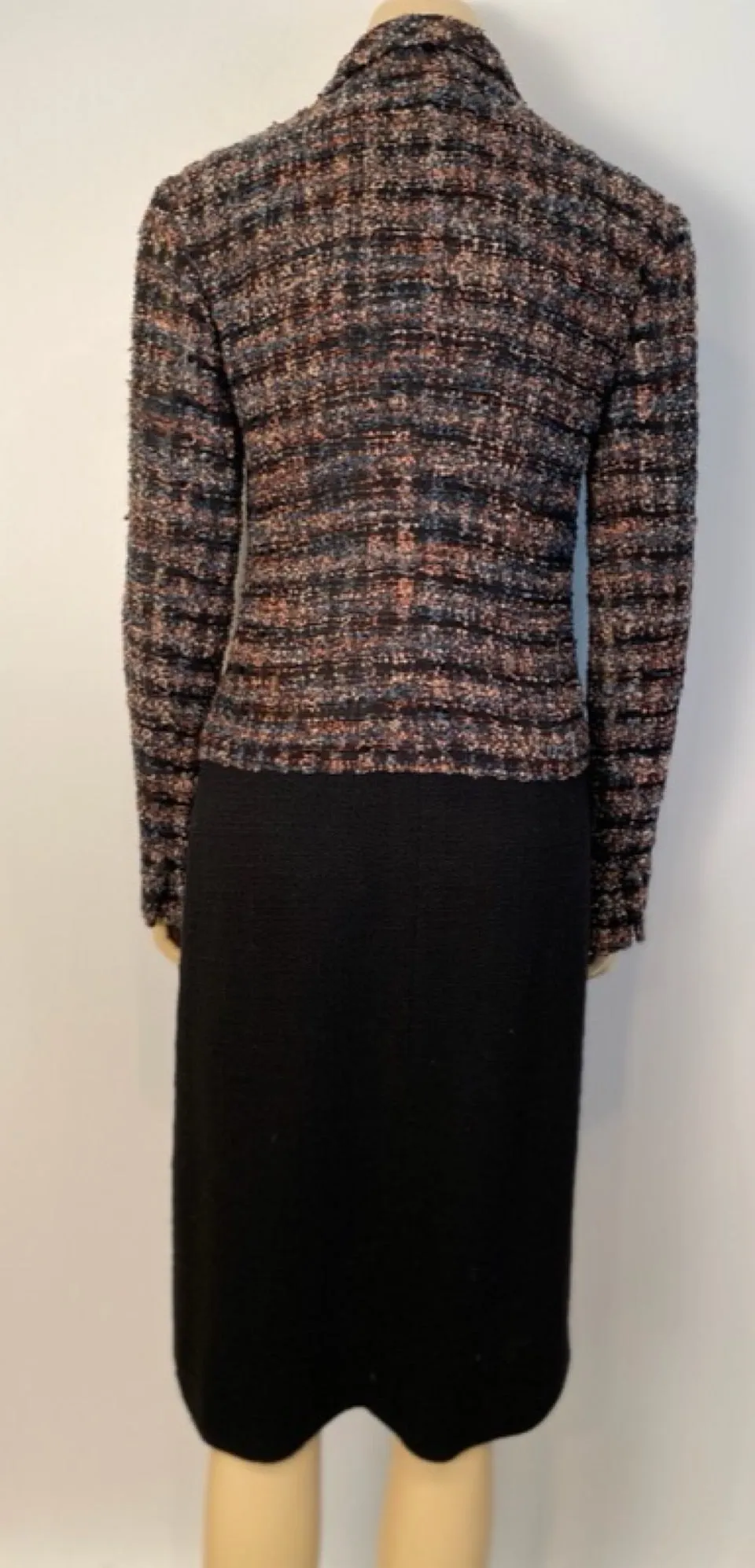 Vintage Chanel 98A, 1998 Fall Boucle Black/Pink Dress FR 38