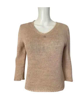 Vintage Chanel Identification 00C, 2000 Cruise Resort Knit Beige Pullover Sweater FR 42 US 6