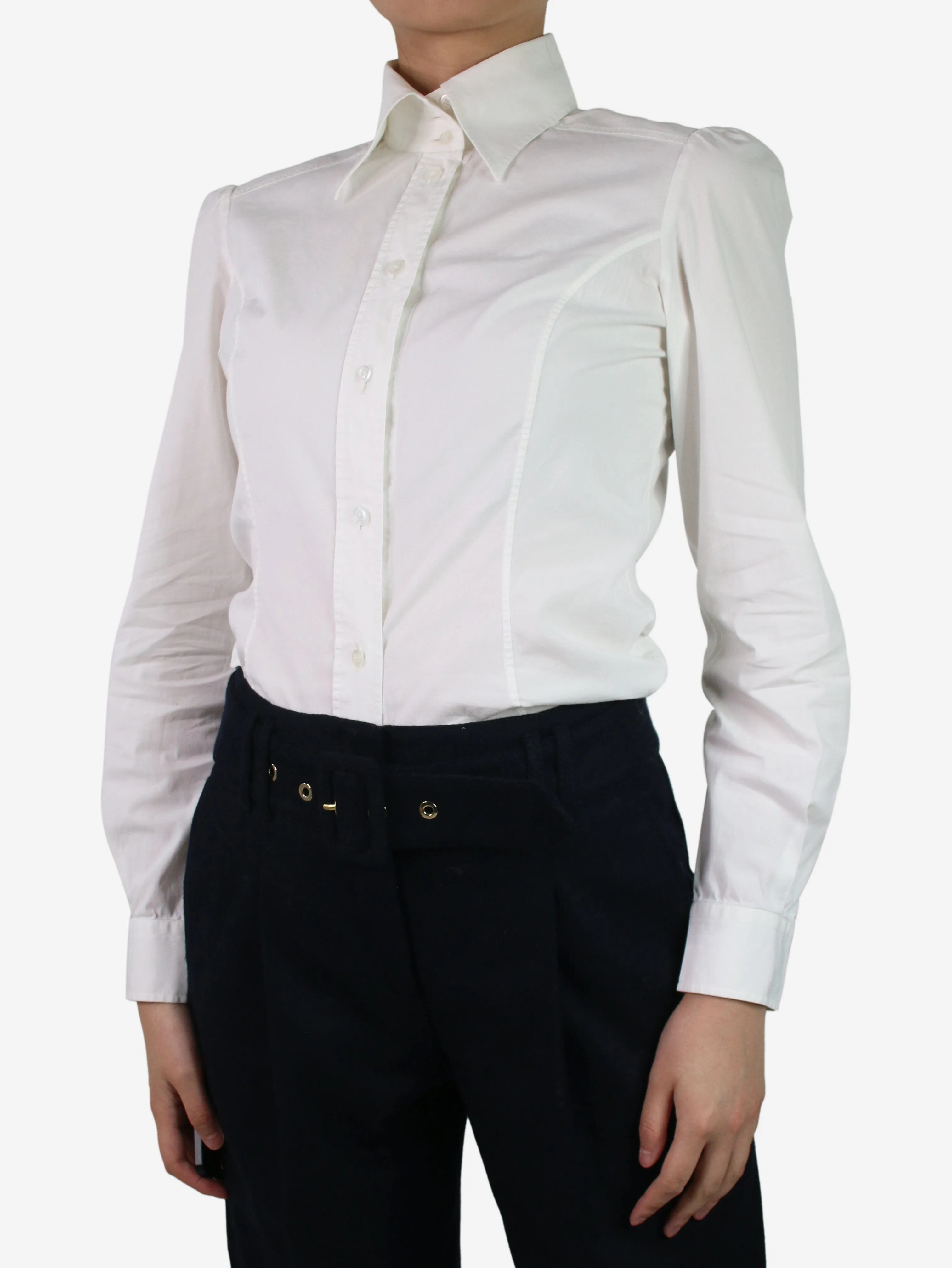 White button-up fitted shirt - size UK 10