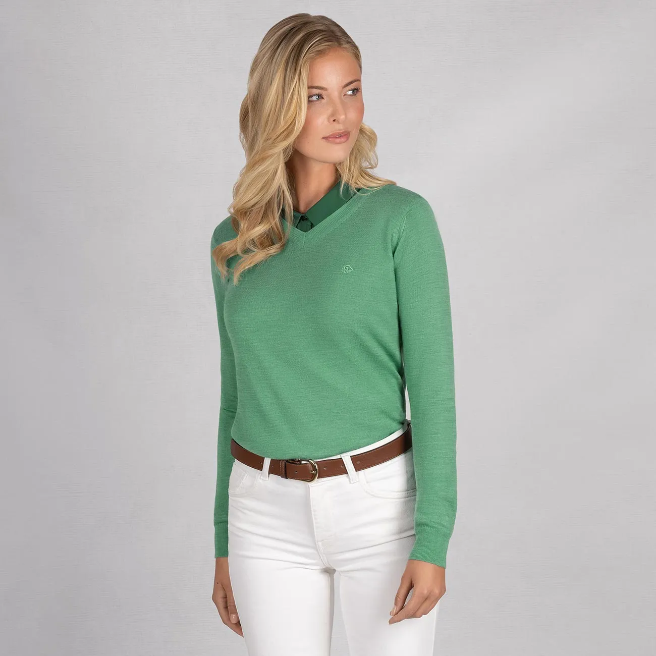 Wool Pullover Light V Neck Women